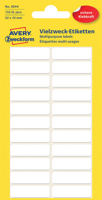 Beschriften Sie Avery Zweckform 3044 32x10mm Weiß 132 Stücke