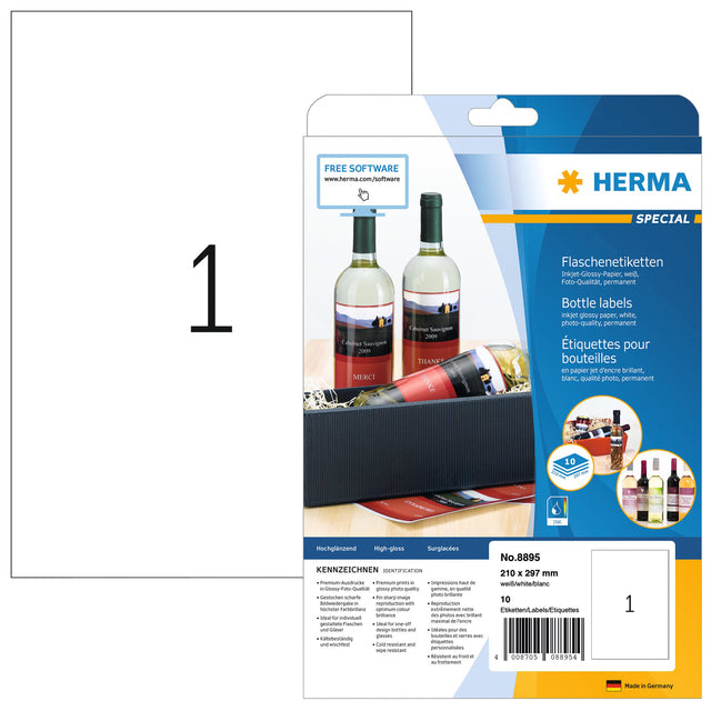 Label Herma 8895 210x297mm A4 Glossy White 10 Stücke