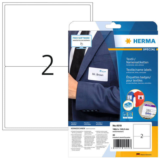 Label Herma 4519 199.6x143,5 mm Acetatseite weiß