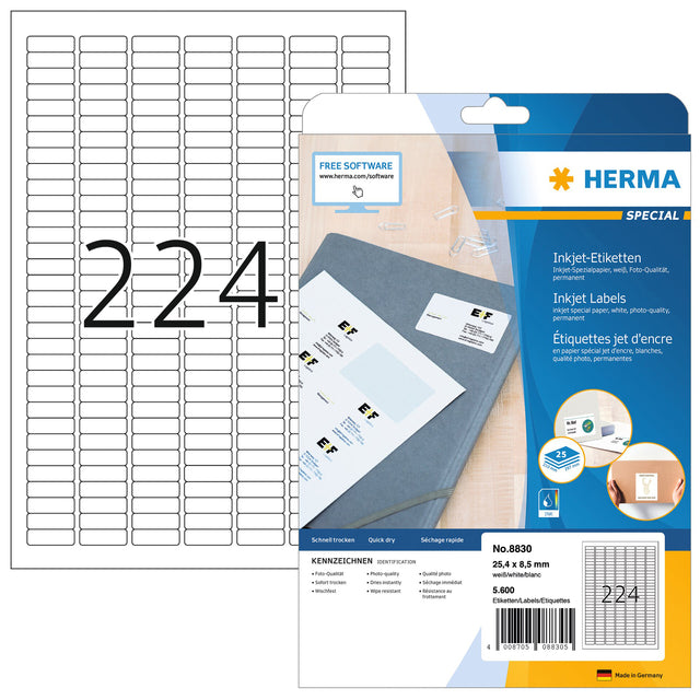 Herma 8830 Etikett 25,4x8,5 mm Matte Weiß 5600 Stücke