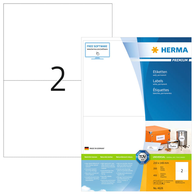 Label Herma 4628 210x148mm A5 Premium White 400 Stück