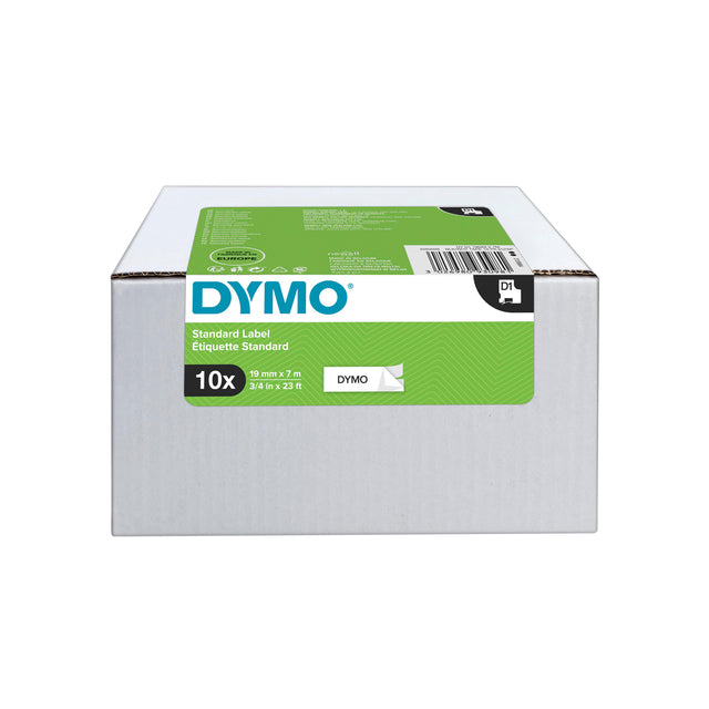 Etikett Tape Dymo 45803 D1 19mmx7m schwarz auf weiß 10rol