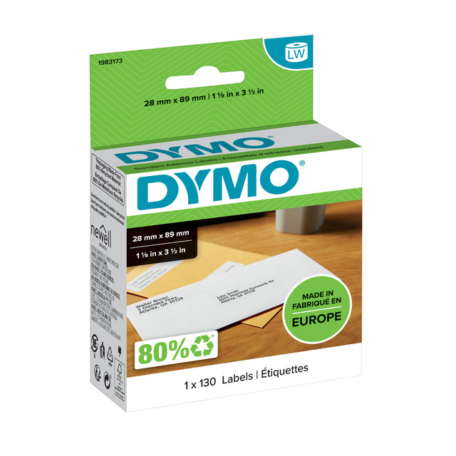 Etikett DYMO 19831 LETAGRITER 28x89mm Adressetikett 130 Stück