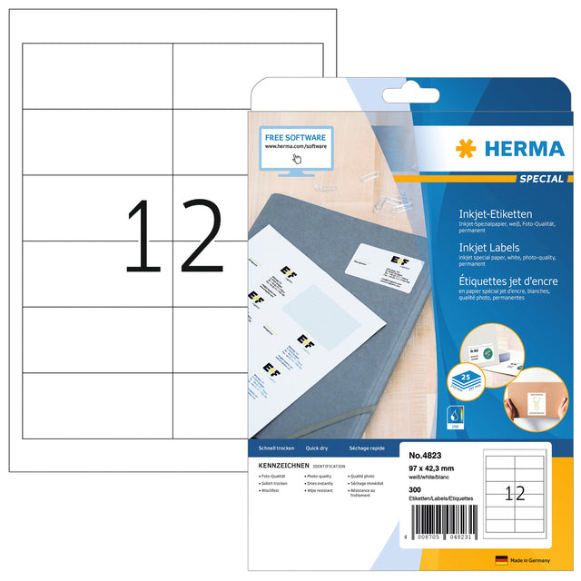 Herma 4823 Etikett 96,5 x 42,3 mm Weiß 300 Stück