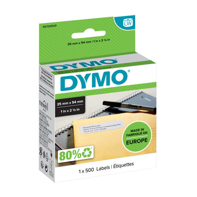 Etikett DYMO 11352 LEGRICTRITER 25x54mm READOUR LAB 500 Teile
