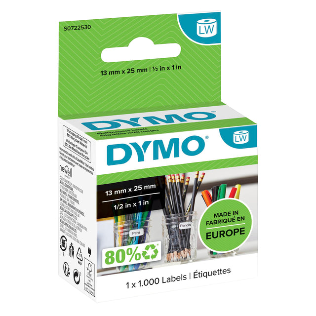 Etikett DYMO 11353 LETAGRITER 13MMX25MM MENOVABLE 1000 Teile