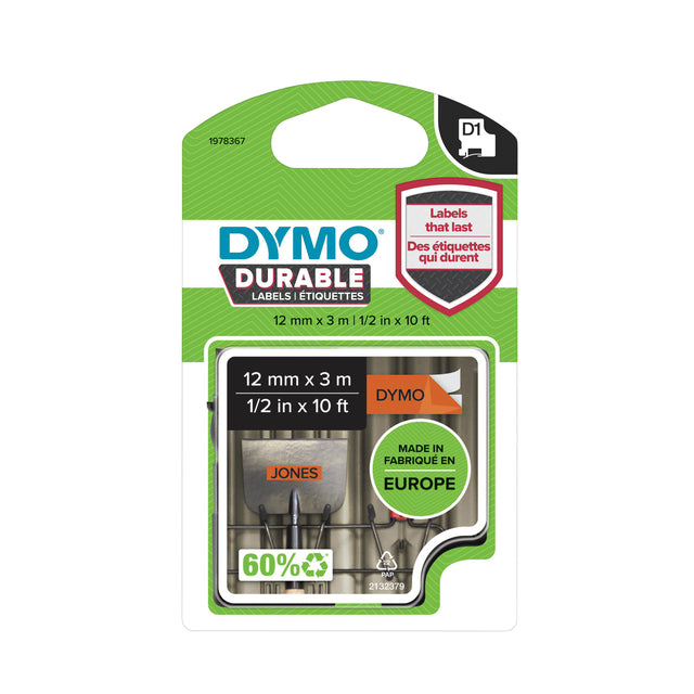 Etikett Tape Dymo 1978367 12mmx3m schwarz auf Orange