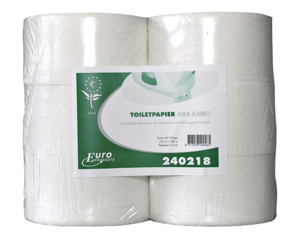 Euro -Produkte - Toilettenpapierprodukte Q5 Jumbo Klein recycelt 2 -laags 180m Weiß 240218