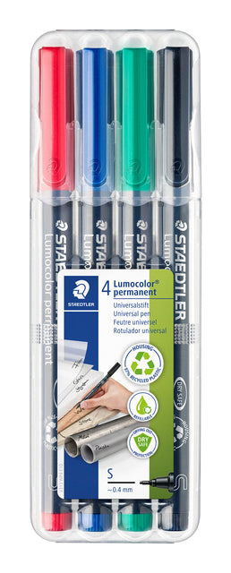 Filz -Tip Stop Staedtler Lumocolor 313 Permanent S Set à 4 Stück Assorti