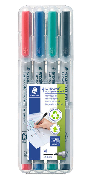 Filz -Tip Pen Staedtler Lumocolor 315 Nicht dauerhaft m Set auf 4 Stück Assorti