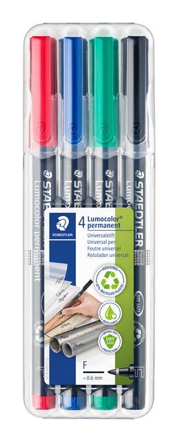 Filz -Tip Stop Staedtler Lumocolor 318 Permanent F Set auf 4 Stück Assorti