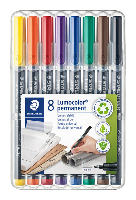 Filz -Tip Pen Staedtler Lumocolor 318 Permanent f Set à 8 Stück Assorti