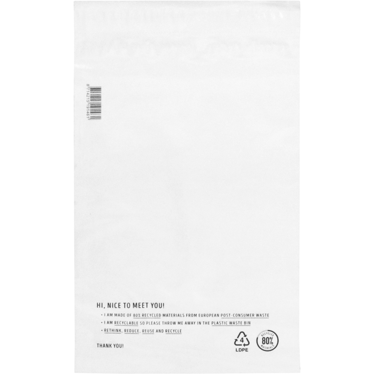 Klika - Bag | Versandbeutel recycelte LDPE | 25x35cm | 65my | Weiß | 500 Stücke