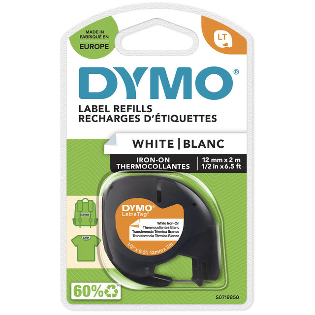 Etikett Tape Dymo letratag 18769 Strikbaum 12mm schwarz auf Weiß