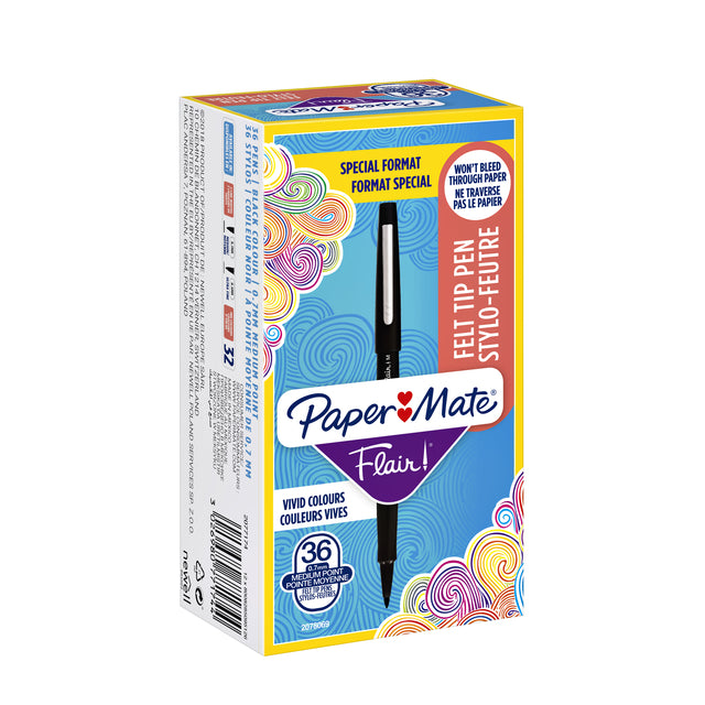 Fineliner Paper Mate Flair 0,7 mm ValoPack bis 36 Stücke schwarz