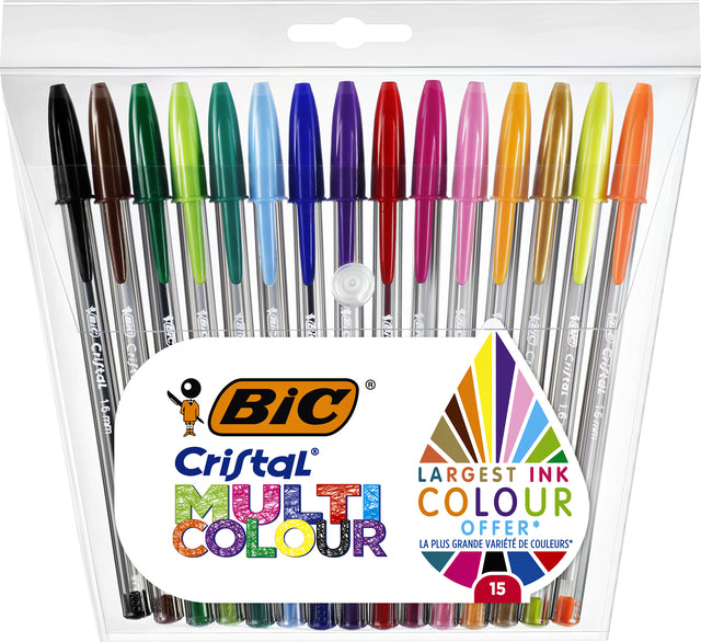 Ballpen BIC Cristal Multicolour -Fall von 15 Farben