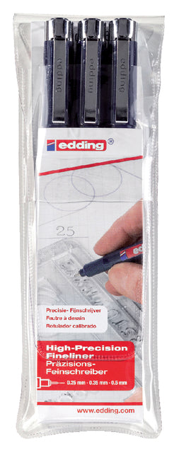 Fineliner Edding 1800 schwarz 0,25 mm - 0,35 mm - 0,5 mm