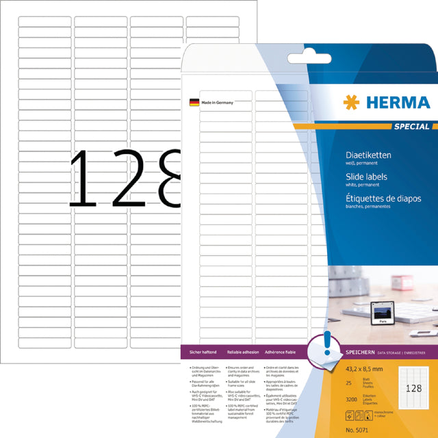 Herma 5071 43,2x8,5 mm Dia White 3200 Stücke