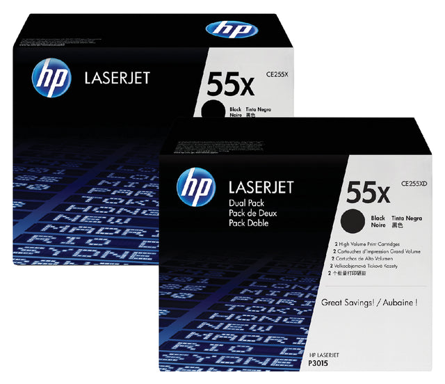 Tonercartridge HP CE255XD 55X Schwarz 2x HC