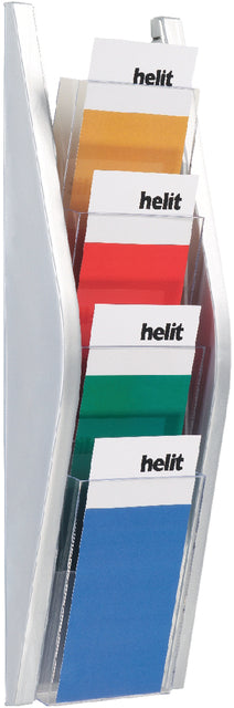 Ordnerhalter Helitwand 4x1/3 A4 Silber