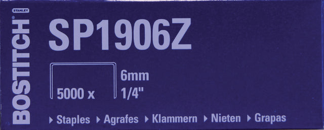 Staples Bostitch SP1906Z Stahl 6 mm gerade Rücken 5000 Stücke