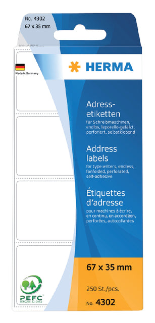 Herma Adresse 4302 67x35mm 250 Stück Zick-Zack