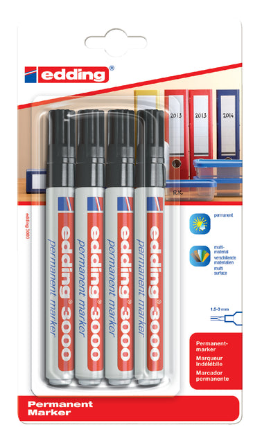 Filztip Edding 3000 runde schwarze 1,5-3mm Blase bis 4st | 40 Stücke