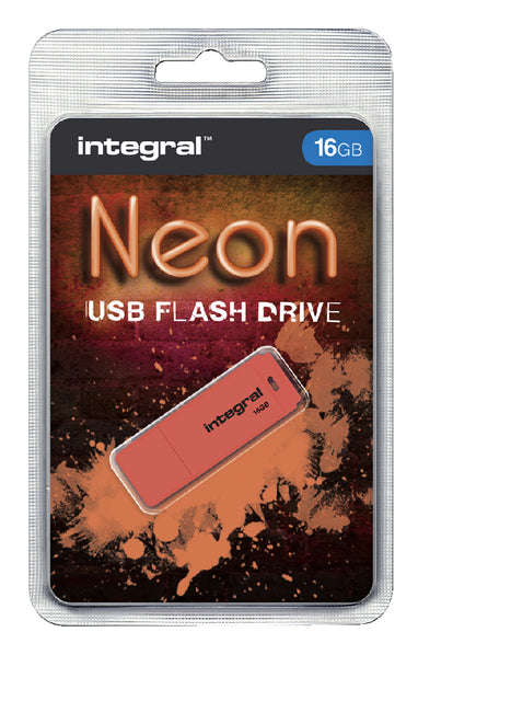 USB Stick 2.0 Integral 16 GB Neon Oranje
