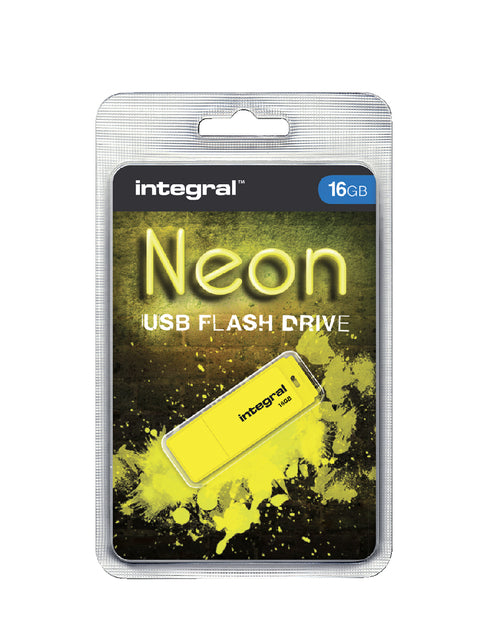 USB Stick 2.0 Integral 16 GB Neon Geel