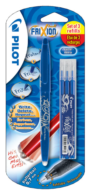 Rollerpen Pilot Frixion BL-FR7 0,35 mm + 3 Füllungen Blau