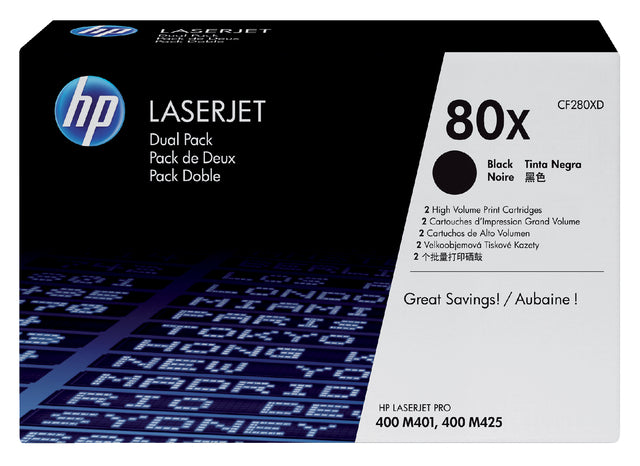 Tonercartridge HP CF280XD 80X Black 2x HC