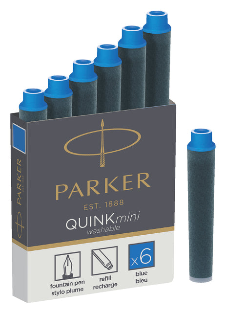 Tintenmuster Parker Quink Mini für Parker Esprit Koningsblauw