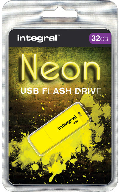 USB Stick 2.0 Integral 32 Go Neon Geel