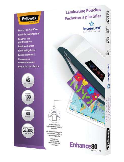 Lamining Cover Fellowes A5 2x80micron 100 -Pieces