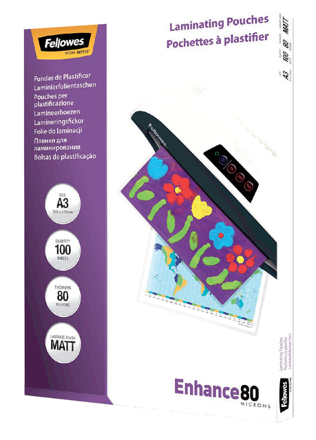 Lamining Cover Fellowes A3 2x80Micron Mat 100 -Pieces
