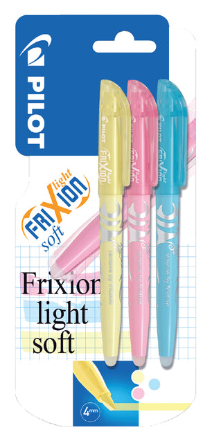 Markierungsmarker Pilotfrixion weich blau, gelb, rosa in Blister