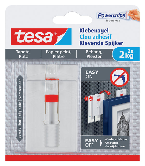 Klebriger Nagel Tesa Tapete und Gips einstellbar 2 kg | 8 Stücke