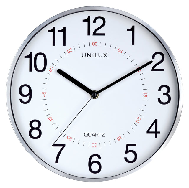 Wanduhr Unilux Aria Ø28,5 cm Silbergrau/Weiß