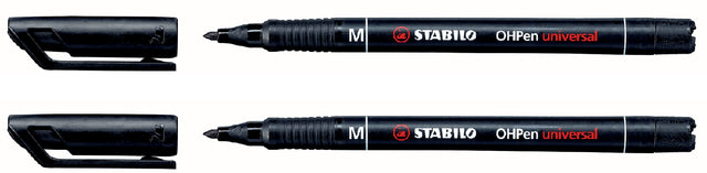Filz -Tip Stift Stabilo Ohpen Permanent 843/46 Runde 1mm Schwarz