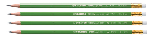 Bleistift Stabilo Greengraph 6004 HB mit Gumtip | 12 Stücke