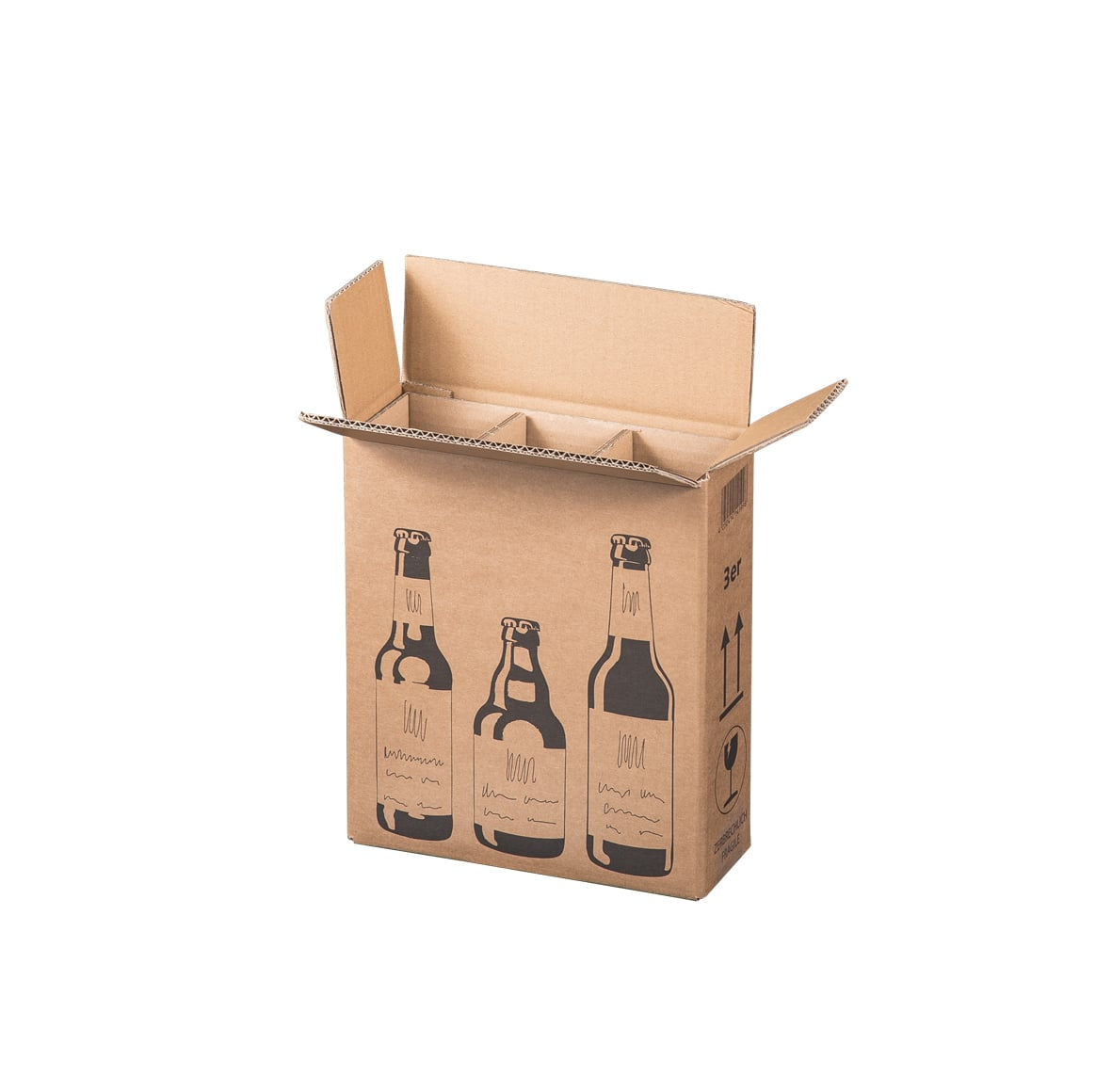 Klika - Flaschenversandkiste für 3 Bierflaschen 255 x 88 x 288 mm | 5 Stücke