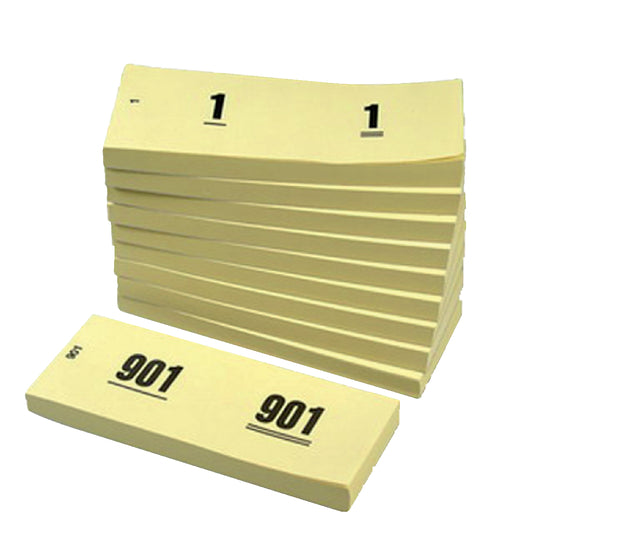 Büro - Zahlenblock 42x105mm Nummerierung 1 1000 Gelb 10st