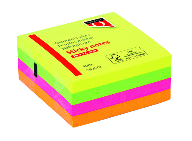 Quantore - MemoBlok 76x76mm klebriger Neon Arsch | 6 Stücke
