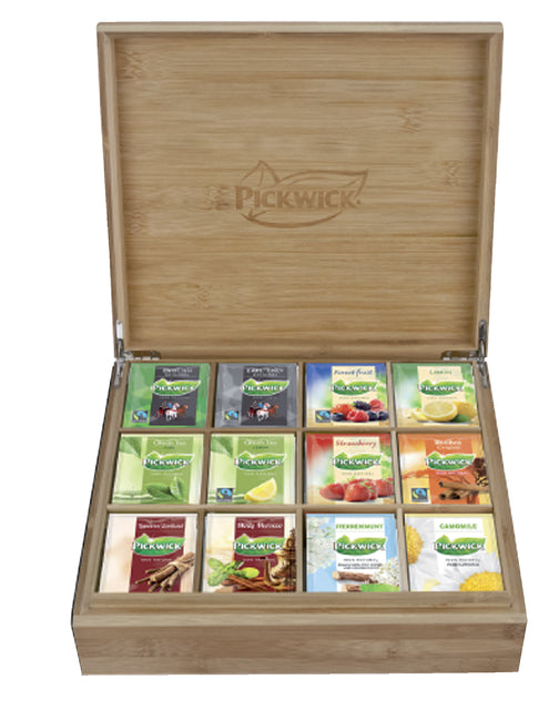 Pickwick - Theekist mit 12 Tee -Geschmacksrichtungen