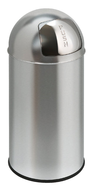 VEPA -Mülleimer - Pushcan -Abfallbehälter 40Liter mit Push Deckel Matt Edelstahl