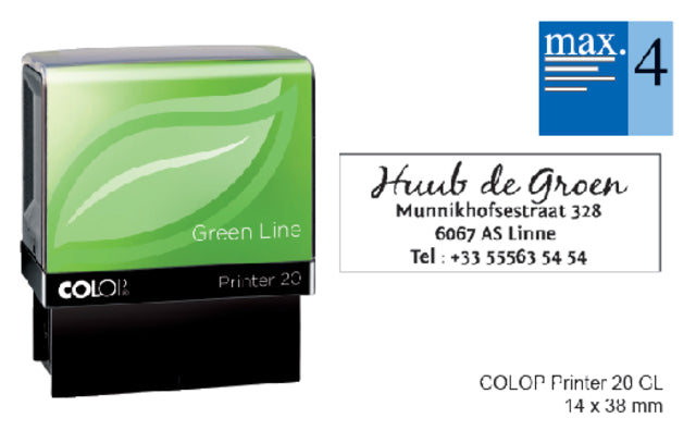 Colop - Textstempel 20 Green Line Personalisierbar 4 Regeln 38x14mm