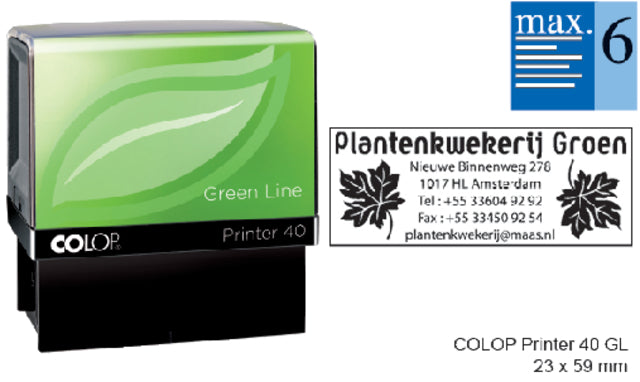 Colop - Textstempel 40 Green Line Personalisierbar 6 Regeln 59x23mm