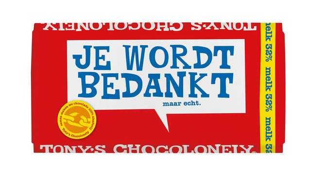 Tony's Chocolonely - Schokolade Tony Chocolonely Milch Danke Reep 180gr