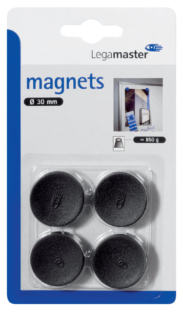 Legamaster - Magnet 30 mm 850gr Schwarz 4 Teile