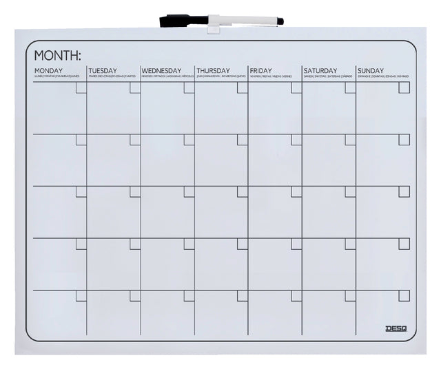 DESQ - Planboard Monat 40x50 cm Randloos + Marker Magn